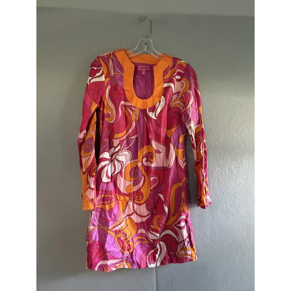 Banana Republic Trina Turk Dress Womens 2 Pink Floral Long Sleeve Shift Tunic